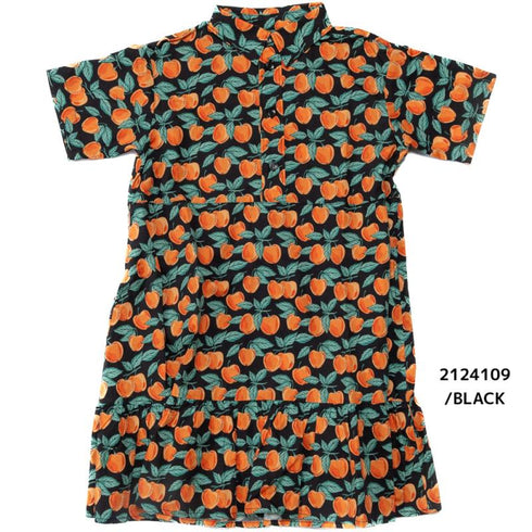 【130~150】 ローンりんご柄ギャザーワンピース ★2124109j★キッズサイズ 子供服